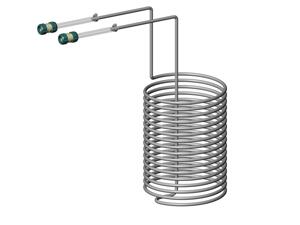 rostfri vörtkylare, spiraltyp, 50 liter